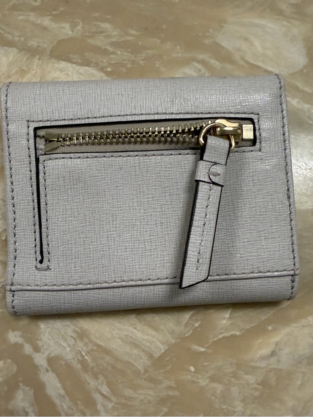 Dooney & Bourke Light Gray Textured Saffiano Wallet with Gold Plaque - Picture 2 of 5